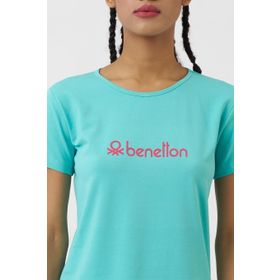 United Colors of Benetton BNT-W21001 Turkuaz Kadın T-shirt