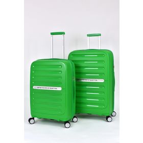 United Colors of Benetton BNT1000 Kırılmaz Polipropilen Büyük Boy Orta Boy Yeşil 2'li Valiz Seti