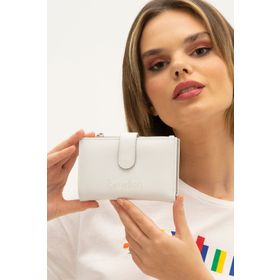 United Colors of Benetton BNT1300 Beyaz Açık Gri Kadın Cüzdan