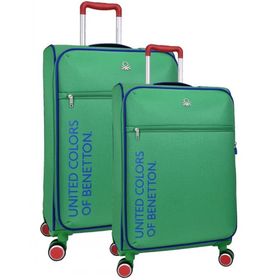 United Colors of Benetton BNT2100 Ultra Light Hafif Lüx Kumaş Büyük Boy Orta Boy Yeşil 2'li Valiz