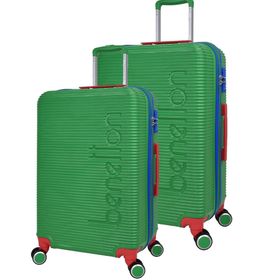 United Colors of Benetton BNT600 Polikarbon Kırılmaz Yeşil Büyük Boy ve Orta Boy 2'li Valiz Seti