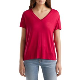 United Colors of Benetton Koyu Kırmızı Baskılı Kadın T-shirt