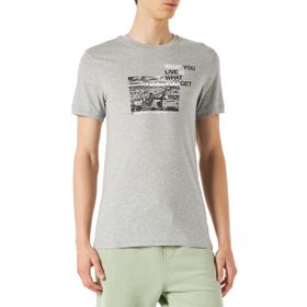 United Colors of Benetton Melanj Açık Gri Baskılı Erkek T-shirt