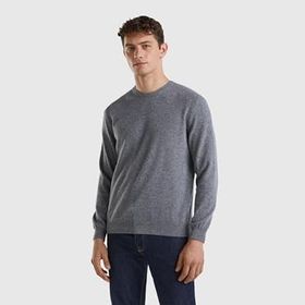 United Colors of Benetton Merino Gri Bisiklet Yaka Erkek Kazak