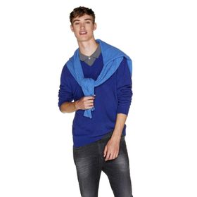 United Colors of Benetton Merino Koyu Gri Melanj Erkek V Yaka Kazak