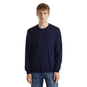 United Colors of Benetton Merino Mavi Bisiklet Yaka Erkek Kazak