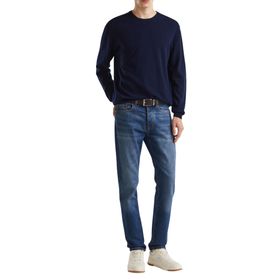 United Colors of Benetton Merino Mavi Bisiklet Yaka Erkek Kazak
