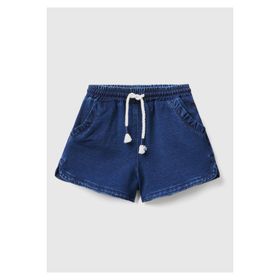United Colors of Benetton Mix Cebi Fırfırlı Zürafa Desenli Kız Çocuk Denim Şort