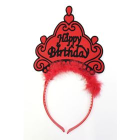 Universal Happy Birthday Neon Kırmızı Renk 24x15 cm Doğum Günü Tacı