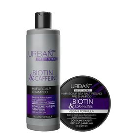 Urban Care Expert Biotin ve Kafein 350 ml Dökülme Karşıtı Şampuan + 200 ml Peeling Şampuan