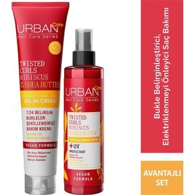 Urban Care Twisted Curl Hibiscus & Shea Butter Durulanmayan Bakım Kremi & Sıvı Saç Kremi 2'li Set