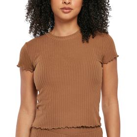 Urban Classics Rib Tee Koyu Boz Kahverengi Kadın T-Shirt