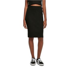 Urban Classics Siyah Kadın Rib Knit Midi Etek