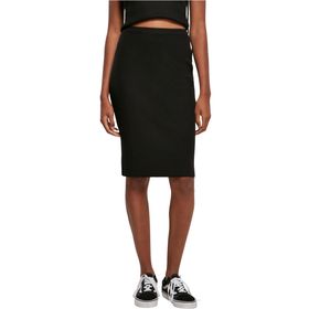 Urban Classics Siyah Kadın Rib Knit Midi Etek