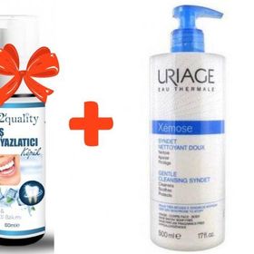 Uriage 500 ml Xemose Syndet Nettoyant Doux Kuru Ciltler için Temizleyici+E2'Quality Diş Beyazlatıcı Köpük