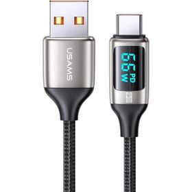 Usams Us-sj544 Dijital Göstergeli Çipli Örgülü 1.2 m Pd 66 W Usb To Type-c Hızlı Şarj ve Data Kablosu