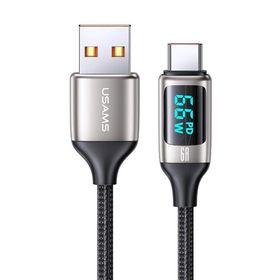 Usams Us-sj544 Dijital Göstergeli Çipli Örgülü 1.2 m Pd 66 W Usb To Type-c Hızlı Şarj ve Data Kablosu