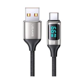 Usams US-SJ544 Dijital Göstergeli Çipli Örgülü 1.2 mt PD 66 W USB to Type-C