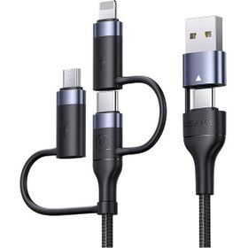 Usams US-SJ547 USB+Type-C To Type-C+Lightning+Micro Usb 1.2 m 6 in 1 PD Hızlı Şarj ve Data Kablosu