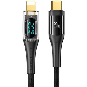Usams US-SJ588 Dijital Göstergeli 1.2 m PD 20W Type-C To Lightning iPhone Hızlı Şarj ve Data Kablosu