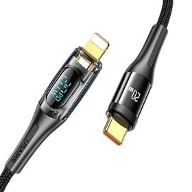 Usams US-SJ588 Dijital Göstergeli 1.2 m PD 20W Type-C To Lightning iPhone Hızlı Şarj ve Data Kablosu
