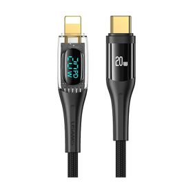 Usams US-SJ588 Dijital Göstergeli 1.2 m PD 20W Type-C To Lightning iPhone Hızlı Şarj ve Data Kablosu
