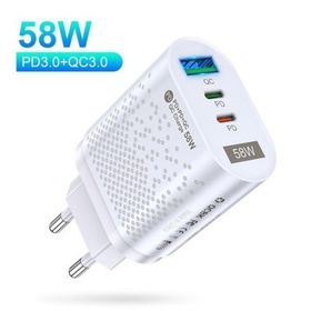 Uslion 1 USB / 2 Type-C Girişli PD 58 W Uslion Quick Charge Hızlı Şarj Başlığı Adaptör