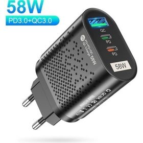 Uslion 1 USB / 2 Type-C Girişli PD 58 W Uslion Quick Charge Hızlı Şarj Başlığı Adaptör