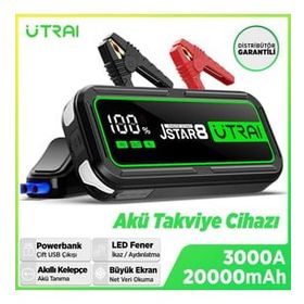 Utraı Jstar 8 74WH 20000 MAH 3000A Jump Starter Taşınabilir Akü Takviye Cihazı