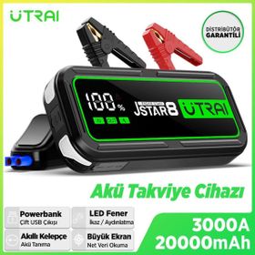 Utraı Jstar 8 74WH 20000 MAH 3000A Jump Starter Taşınabilir Akü Takviye Cihazı