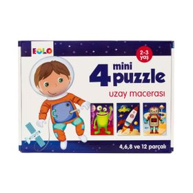 Uzay Macerası - 4 Mini Puzzle - Eolo Eğitici Oyuncak Komisyon