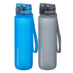 Uzspace 2'li 1000 ml Fiftyfifty Gri - Mavi Tritan Matara Seti