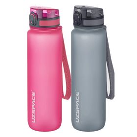 Uzspace 2'li 1000 ml Fiftyfifty Gri - Pembe Tritan Matara Seti