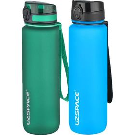 Uzspace 2'li 1000 ml Fiftyfifty Koyu Yeşil Mavi Tritan Matara Seti