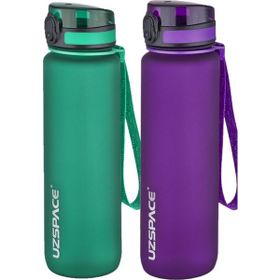 Uzspace 2'li 1000 ml Fiftyfifty Koyu Yeşil Mor Tritan Matara Seti