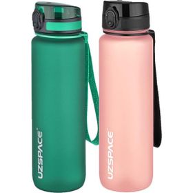 Uzspace 2'li 1000 ml Fiftyfifty Koyu Yeşil - Pembe Tritan Matara Seti