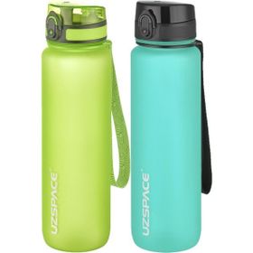 Uzspace 2'li 1000 ml Fiftyfifty Yeşil Buz Mavisi Tritan Matara Seti