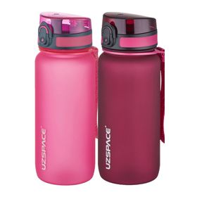 Uzspace 2'li 650 ml Fiftyfifty Kırmızı - Pembe Tritan Matara Seti