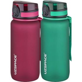 Uzspace 2'li 650 ml Fiftyfifty Koyu Yeşil - Kırmızı Tritan Matara Seti