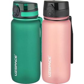 Uzspace 2'li 650 ml Fiftyfifty Koyu Yeşil - Pembe Tritan Matara Seti