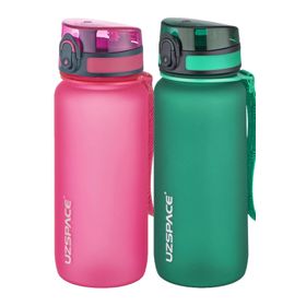 Uzspace 2'li 650 ml Fiftyfifty Koyu Yeşil - Pembe Tritan Matara Seti
