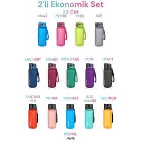 Uzspace 2'li 650 ml Fiftyfifty Mavi - Pembe Tritan Matara Seti