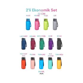 Uzspace 2'li 650 ml Fiftyfifty Mavi - Pembe Tritan Matara Seti