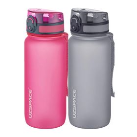 Uzspace 2'li 650 ml Fiftyfifty Pembe - Gri Tritan Matara Seti
