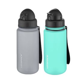 Uzspace 2'li Pipetli 400 ml Fiftyfifty Gri Buz Mavisi Tritan Matara Seti