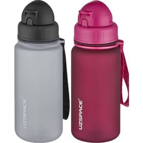 Uzspace 2'li Pipetli 400 ml Fiftyfifty Gri Kırmızı Tritan Matara Seti