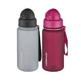 Uzspace 2'li Pipetli 400 ml Fiftyfifty Gri Kırmızı Tritan Matara Seti