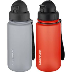 Uzspace 2'li Pipetli 400 ml Fiftyfifty Gri Kırmızı Tritan Matara Seti