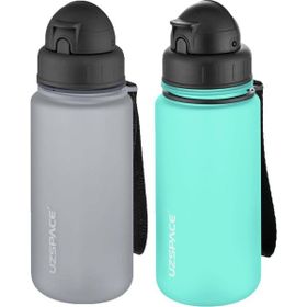 Uzspace 2'li Pipetli 400 ml Fiftyfifty Gri Koyu MaviTritan Matara Seti
