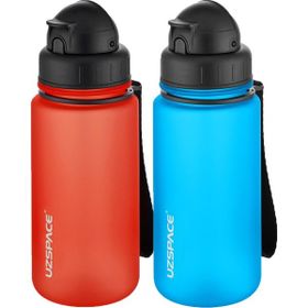 Uzspace 2'li Pipetli 400 ml Fiftyfifty Kırmızı Kuzey Mavisi Tritan Matara Seti
